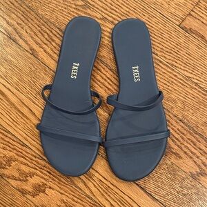 TKEES Women's Dark Blue Navy Double Strap Sandals